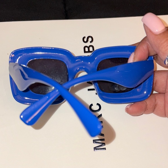 Blue Rectangular Sunglasses - Picture 3 of 6